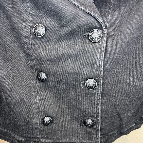 L’Agence Washed Black Admiral Crop Double Breasted Jacket Classic Lapel SMALL - Picture 4 of 14